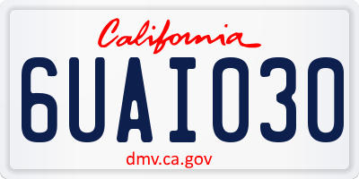 CA license plate 6UAI030