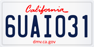 CA license plate 6UAI031
