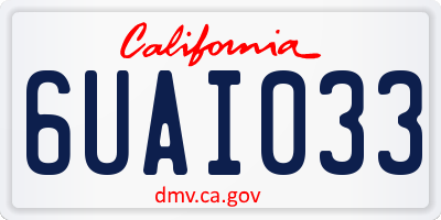 CA license plate 6UAI033