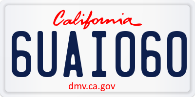 CA license plate 6UAI060