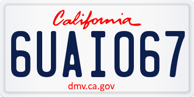CA license plate 6UAI067