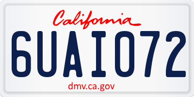 CA license plate 6UAI072