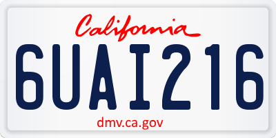 CA license plate 6UAI216