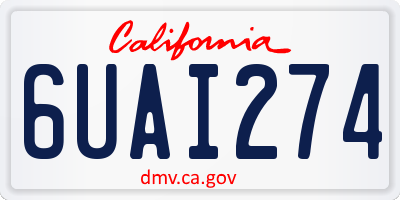 CA license plate 6UAI274