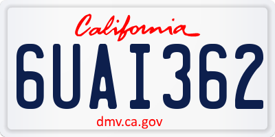 CA license plate 6UAI362