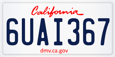 CA license plate 6UAI367