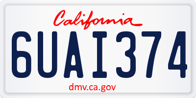 CA license plate 6UAI374