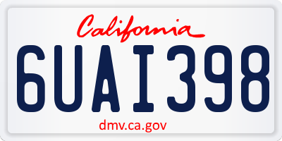 CA license plate 6UAI398