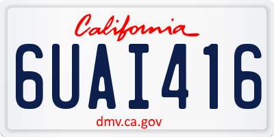 CA license plate 6UAI416