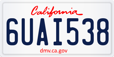 CA license plate 6UAI538