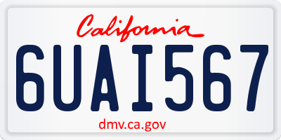 CA license plate 6UAI567