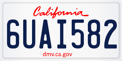 CA license plate 6UAI582