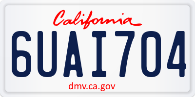 CA license plate 6UAI704