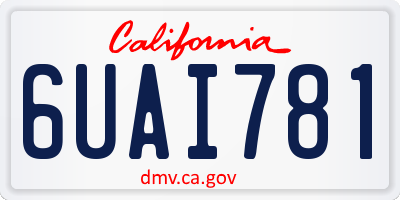 CA license plate 6UAI781