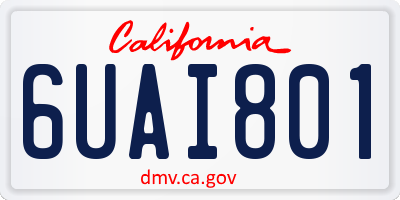 CA license plate 6UAI801