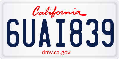 CA license plate 6UAI839