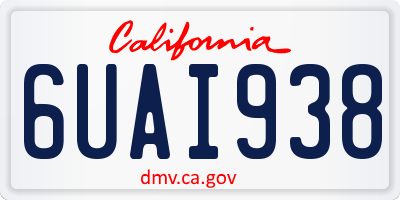 CA license plate 6UAI938
