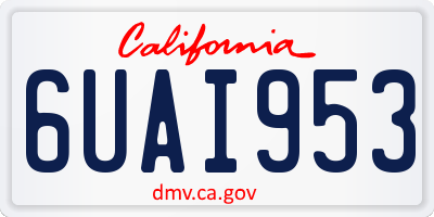 CA license plate 6UAI953