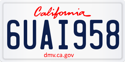 CA license plate 6UAI958