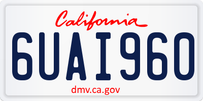 CA license plate 6UAI960
