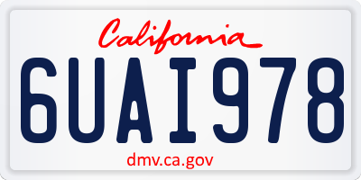 CA license plate 6UAI978