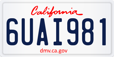 CA license plate 6UAI981