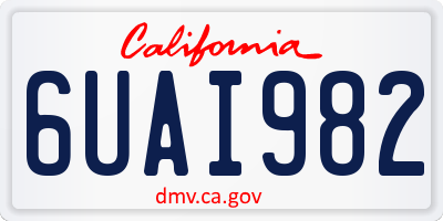 CA license plate 6UAI982
