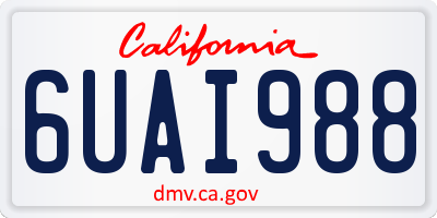 CA license plate 6UAI988