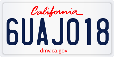 CA license plate 6UAJ018