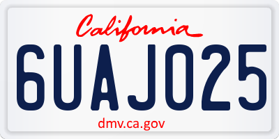 CA license plate 6UAJ025