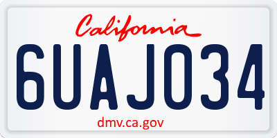 CA license plate 6UAJ034