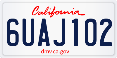 CA license plate 6UAJ102