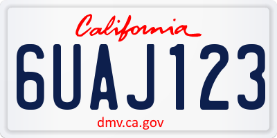 CA license plate 6UAJ123