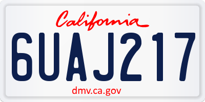 CA license plate 6UAJ217