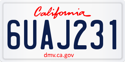 CA license plate 6UAJ231