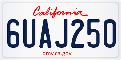 CA license plate 6UAJ250