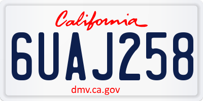 CA license plate 6UAJ258