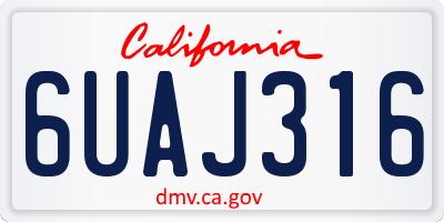 CA license plate 6UAJ316
