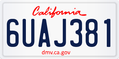 CA license plate 6UAJ381