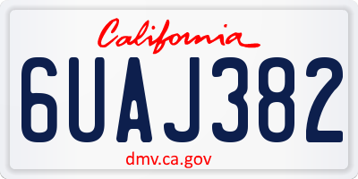 CA license plate 6UAJ382