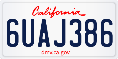 CA license plate 6UAJ386