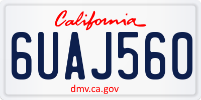 CA license plate 6UAJ560