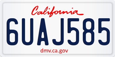 CA license plate 6UAJ585