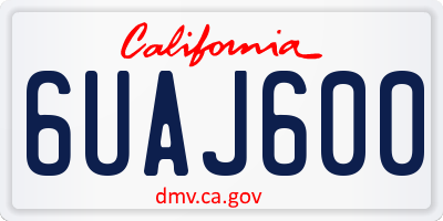 CA license plate 6UAJ600
