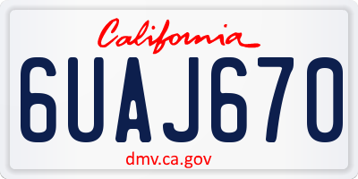 CA license plate 6UAJ670