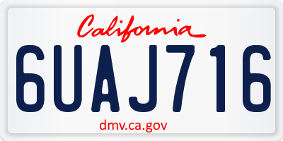 CA license plate 6UAJ716