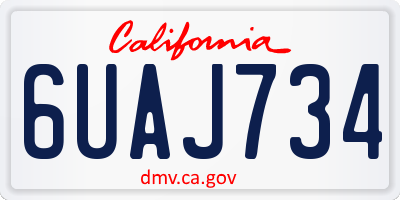 CA license plate 6UAJ734