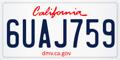 CA license plate 6UAJ759