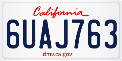 CA license plate 6UAJ763