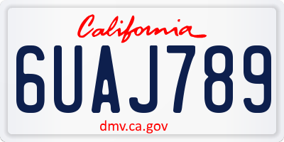 CA license plate 6UAJ789